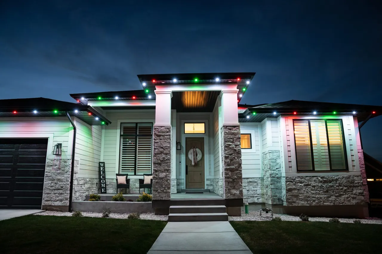 Modern estate home with subtle JellyFish permanent accent lighting