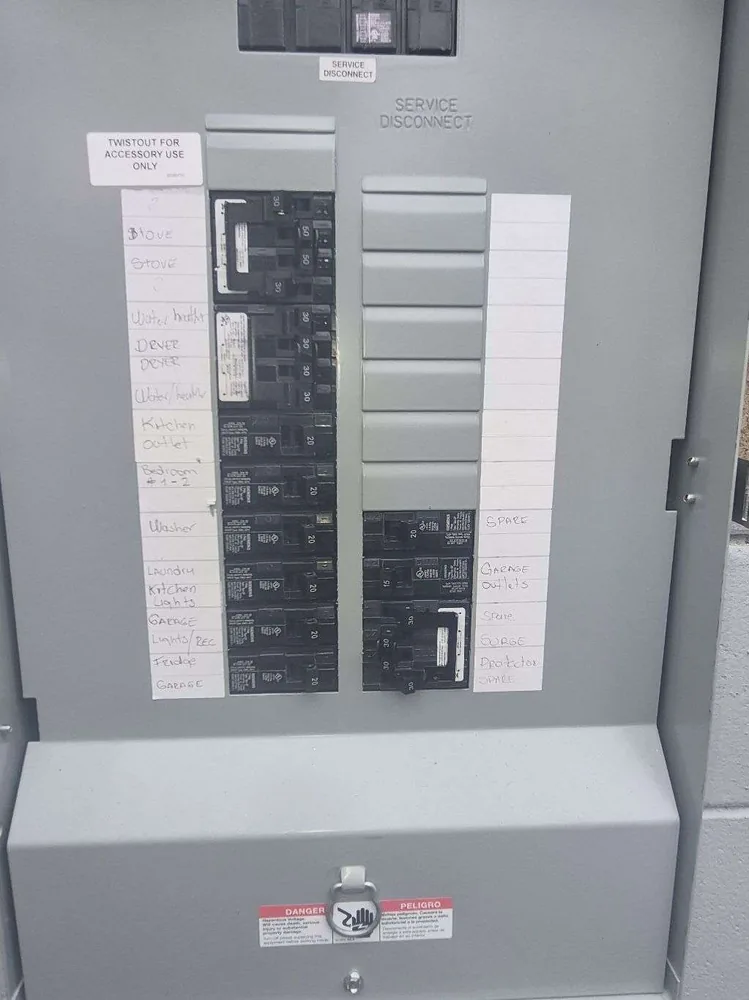 After: new panel in Clearwater, FL with labeled circuits, by Keywest Lights & Electric