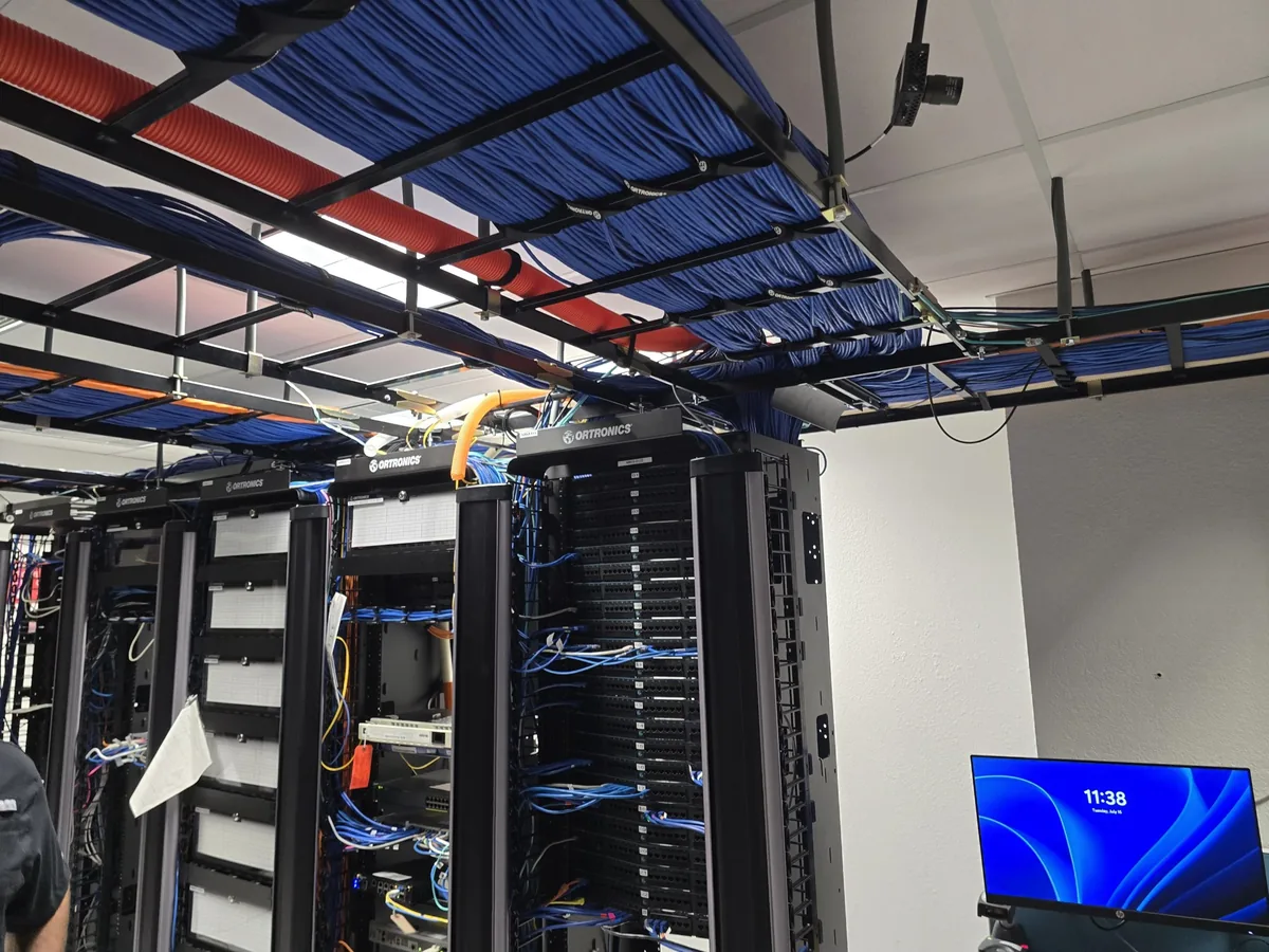 Low-voltage data cabling: server racks with organized network cabling, Seminole